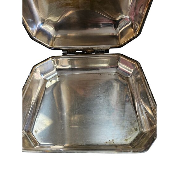 Antique Silver Footed Silent Butler Crumb Catcher Wood Handle - Picture 13 of 14